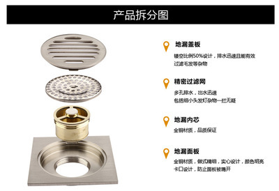 全銅鎳絡絲直條防蟲防臭通用地漏 臺州制造的品質之選